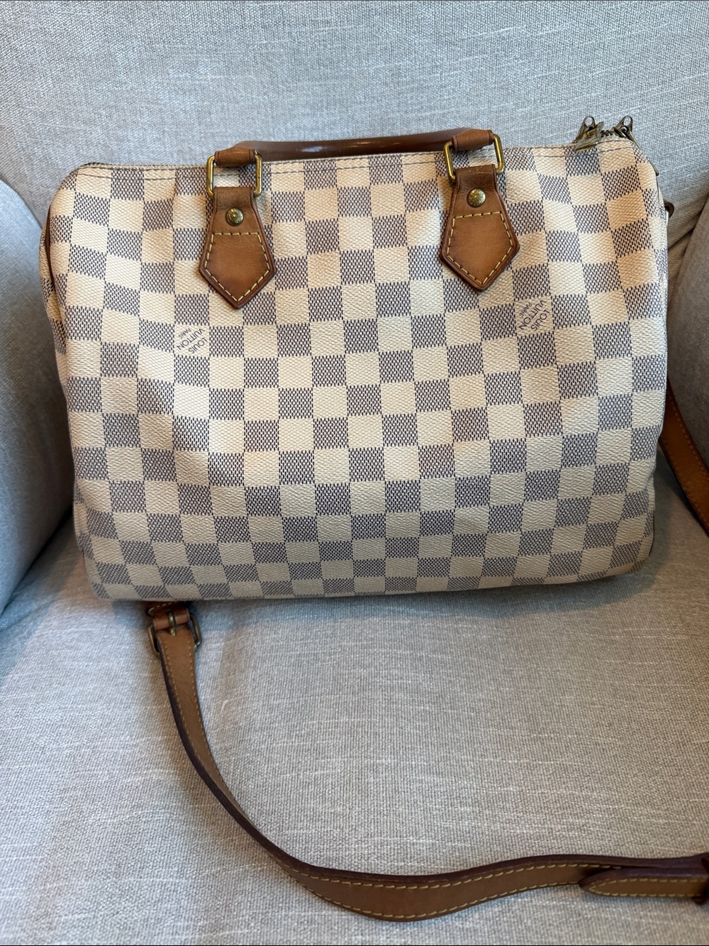 Louis Vuitton Damier Azur Speedy 30 Bandoulière - Cream/Blue